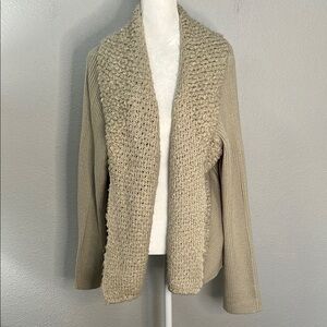 Chico’s Textured Collar Cardigan Beige Size XL